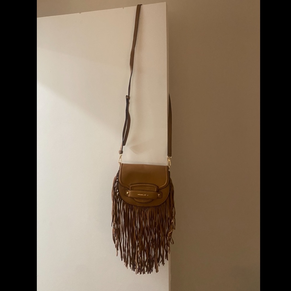 Michael Kors limited edition saddlebag crossbody with fringe (Cary)